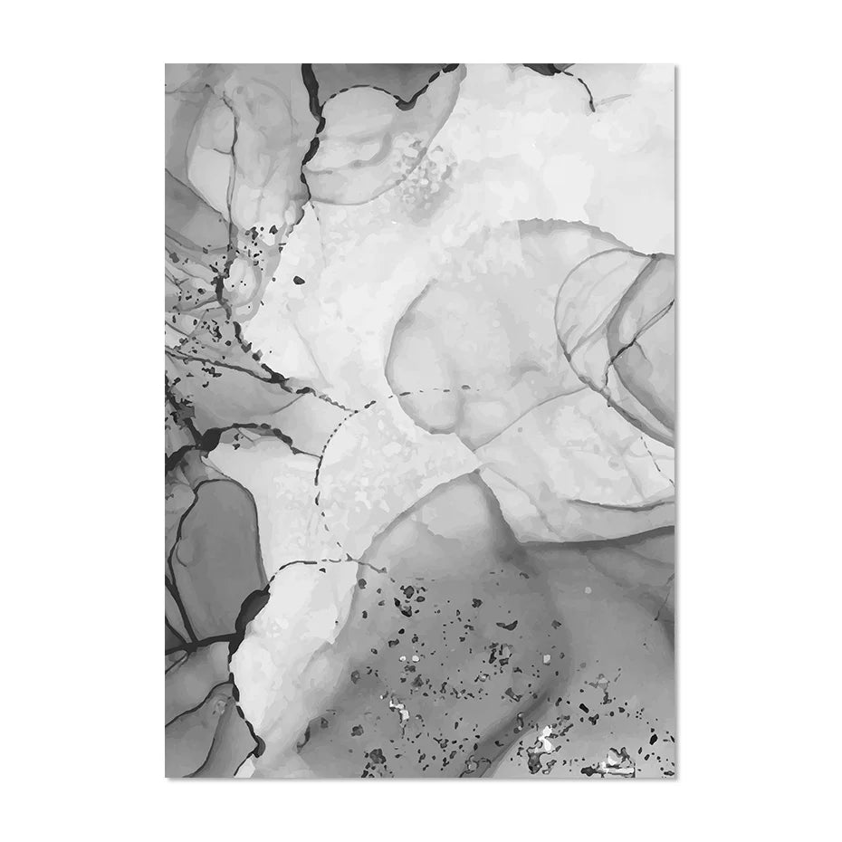 Moderne graue flüssige Marmor-Print Wandkunst feine Kunst Leinwanddrucke abstrakte schwarz-weiße Posterbilder für Wohnzimmer Home Office Kunst Dekor | Karnz