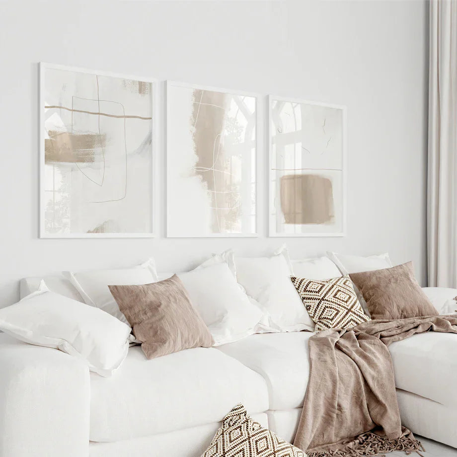Absolute Minimal Beige White Abstract Wall Art Fine Art Canvas Prints Simple Artworks Für Modernes Apartment Wohnzimmer Kunst Für Zeitgenössische Dekoration | Karnz
