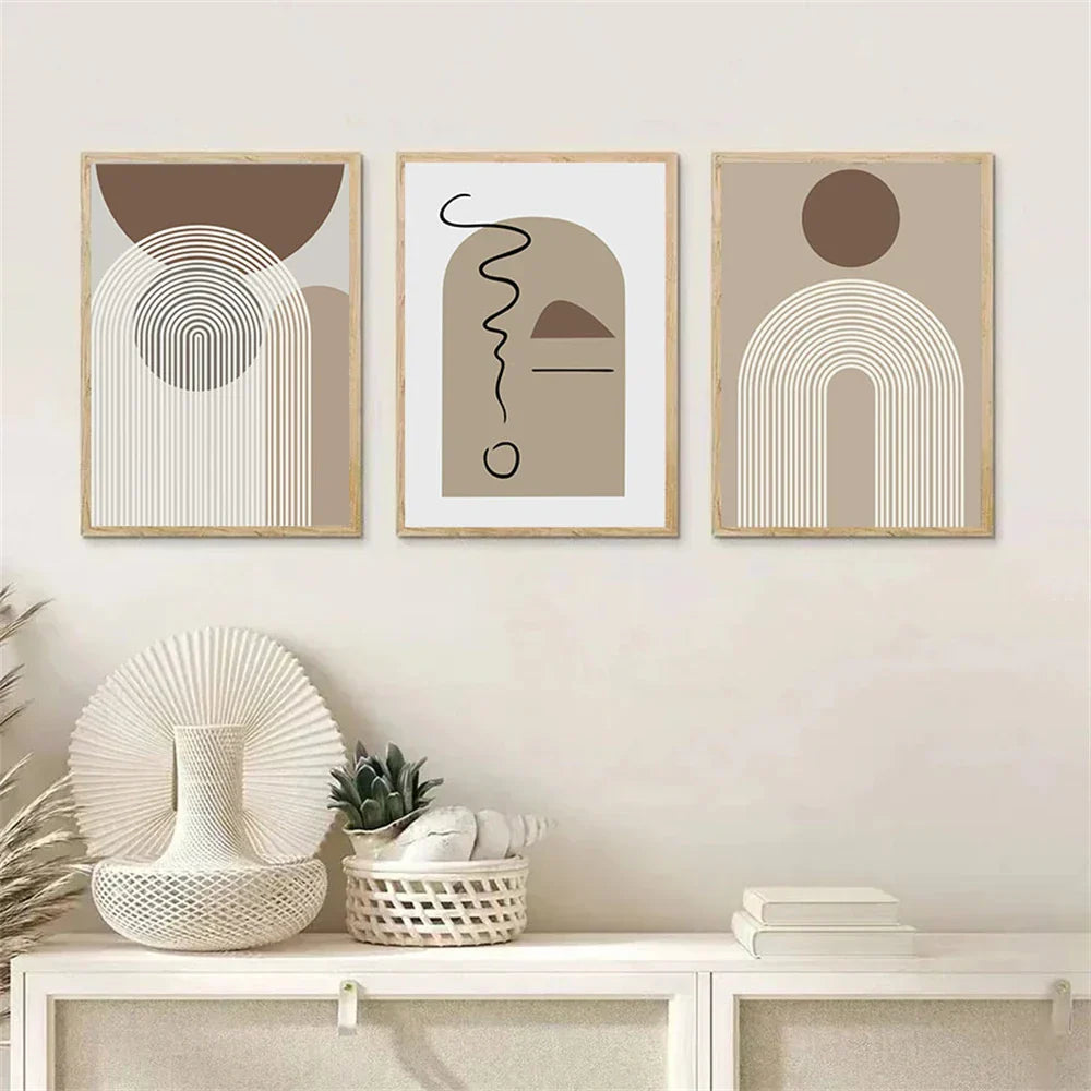 Abstract Beige Brown Minimalistische Geometrische Wandkunst Fein Kunstleinwand Drucke Bilder Für Modernes Wohnzimmer Esszimmer Kunst Für Zeitgenössische Heimdekoration