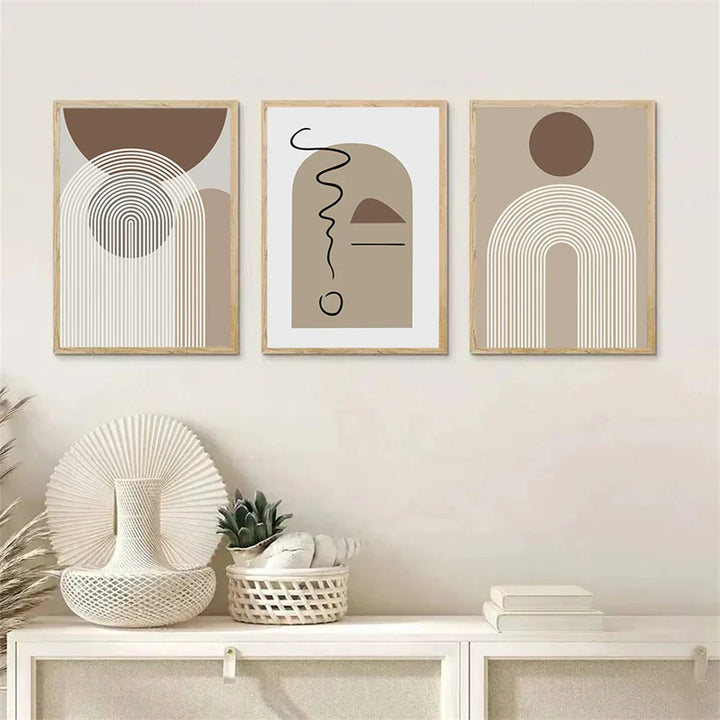 Abstract Beige Brown Minimalistische Geometrische Wandkunst Fein Kunstleinwand Drucke Bilder Für Modernes Wohnzimmer Esszimmer Kunst Für Zeitgenössische Heimdekoration