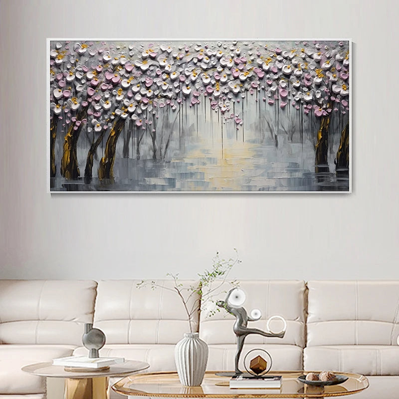 Abstract Kirschblütenbaum Wandkunst Feine Kunst Leinwanddrucke Moderne Botanische Blumenbilder Für Wohnzimmer Schlafzimmer Kunst Dekor | Karnz