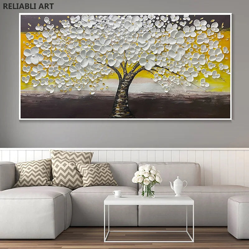 Abstract Kirschblütenbaum Wandkunst Feine Kunst Leinwanddrucke Moderne Botanische Blumenbilder Für Wohnzimmer Schlafzimmer Kunst Dekor | Karnz