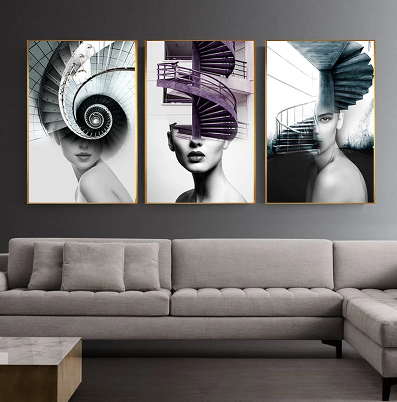 Abstrakte Mode Architektonische Mode Wandkunst Fine Art Leinwanddrucke Bilder Für Moderne Wohnung Wohnzimmer Büro Dekor | Karnz