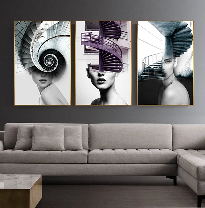 Abstrakte Mode Architektonische Mode Wandkunst Fine Art Leinwanddrucke Bilder Für Moderne Wohnung Wohnzimmer Büro Dekor | Karnz
