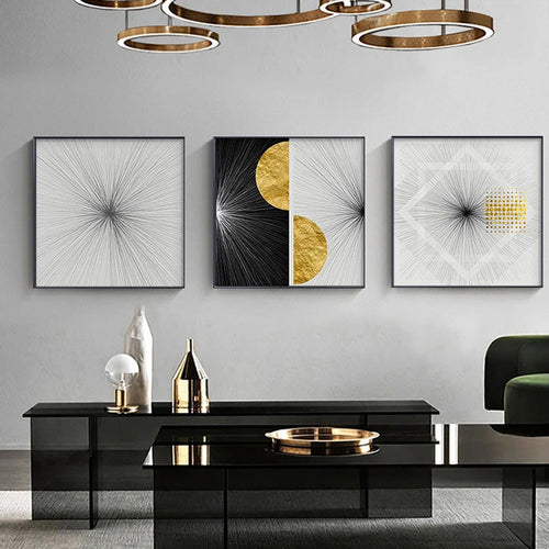 Minimalistische Goldene Sonnenlinien Abstrakte Wandkunst Feine Kunst Leinwanddrucke Quadratformat Bilder Für Modernes Apartment Wohnzimmer Kunst Für Zeitgenössische Interiors