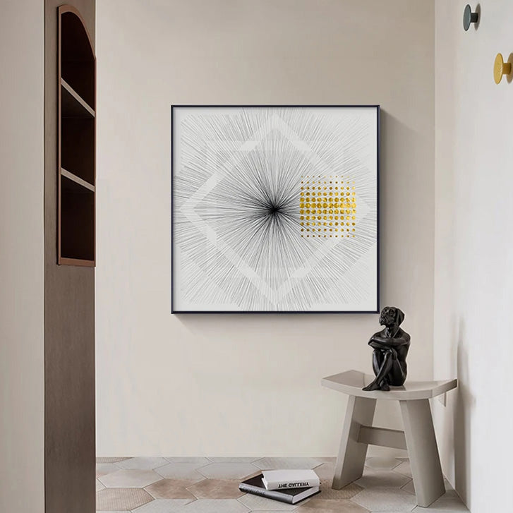 Minimalistische Goldene Sonnenlinien Abstrakte Wandkunst Feine Kunst Leinwanddrucke Quadratformat Bilder Für Modernes Apartment Wohnzimmer Kunst Für Zeitgenössische Interiors