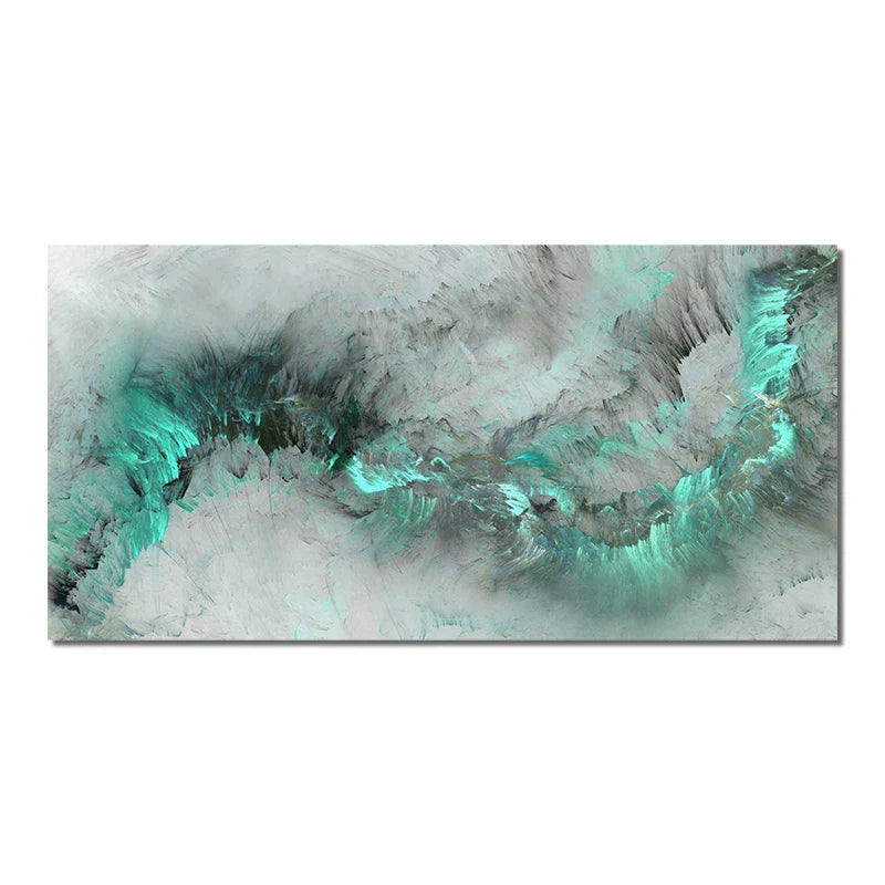 Abstrakte grüne Alien-Wolken-Wandkunst Fine Art Leinwanddrucke Jadegrün grauer Himmel Bild für moderne Apartment-Wohnzimmer Büro Dekor