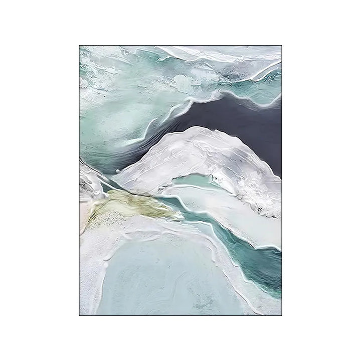 Abstrakte grüne Aqua sandige Strand-Seascape-Wandkunst Fine Art Leinwanddrucke Bilder für moderne Wohnung Wohnzimmer Schlafzimmer Kunstdekoration