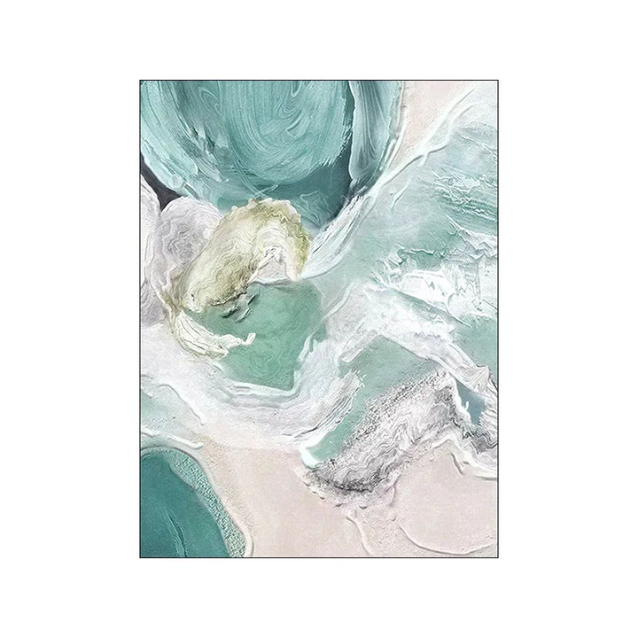 Abstrakte grüne Aqua sandige Strand-Seascape-Wandkunst Fine Art Leinwanddrucke Bilder für moderne Wohnung Wohnzimmer Schlafzimmer Kunstdekoration