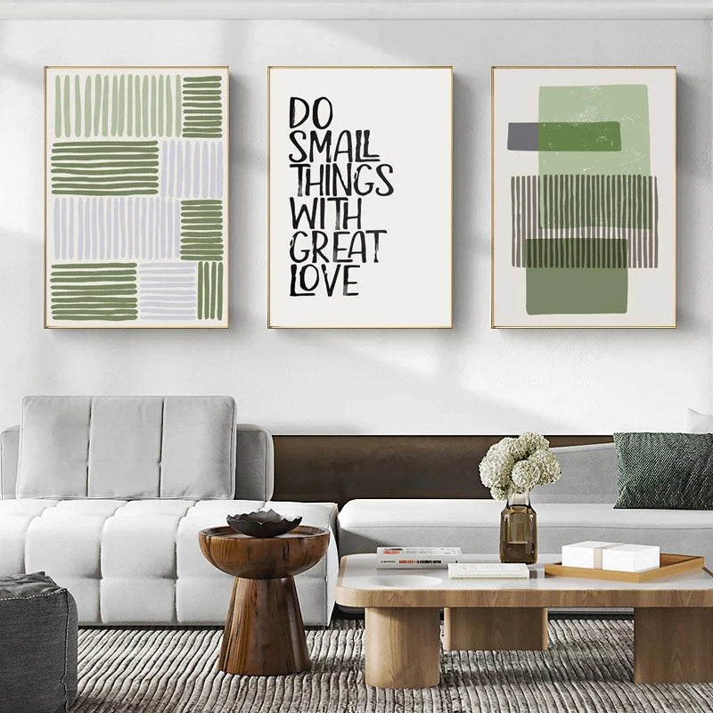 Abstract Grünes Geometrisches Linienkunst Wandkunst Fine Art Leinwanddrucke Bilder Für Modernes Apartment Wohnzimmer Home Office Kunst Dekor | Karnz