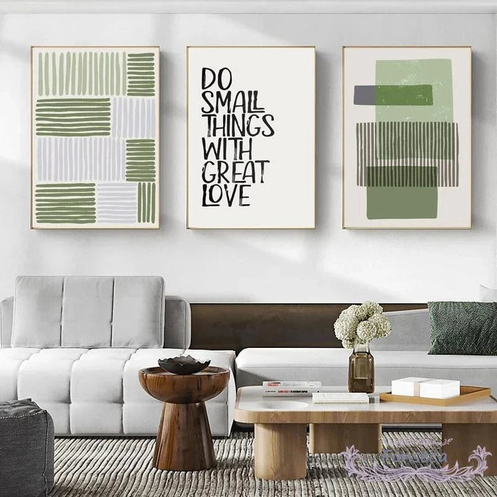 Abstract Grünes Geometrisches Linienkunst Wandkunst Fine Art Leinwanddrucke Bilder Für Modernes Apartment Wohnzimmer Home Office Kunst Dekor | Karnz