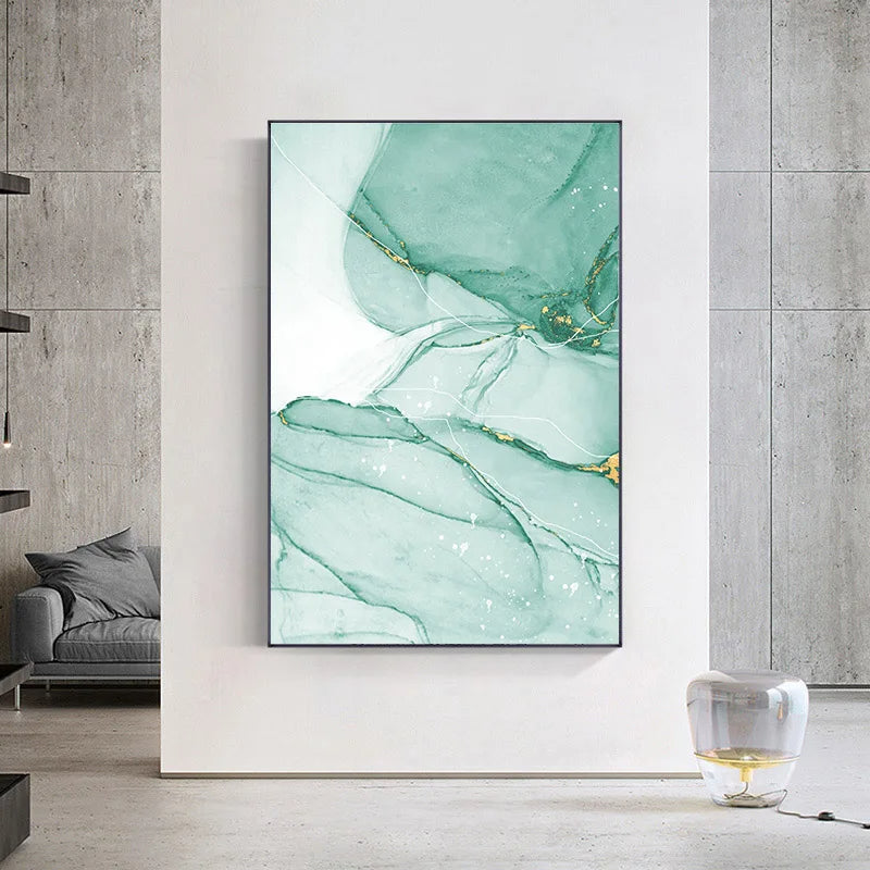 Abstrakter grüner goldener Marmor Druck Wandkunst Fine Art Leinwanddrucke Bilder für moderne Wohnung Wohnzimmer Hotelzimmer Kunst Dekor