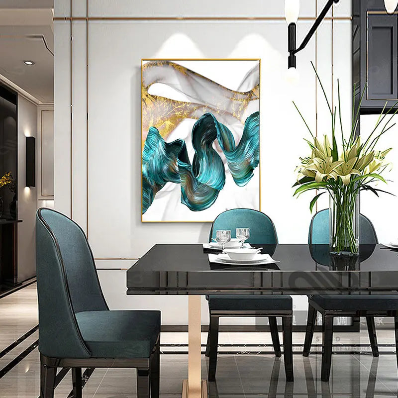 Abstrakte grüne Jade fließende Bio-Band Wandkunst Feine Kunst Leinwanddrucke Schicke Bilder für Wohn- und Esszimmer moderne Wohnkultur