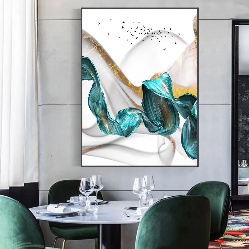 Abstrakte grüne Jade fließende Bio-Band Wandkunst Feine Kunst Leinwanddrucke Schicke Bilder für Wohn- und Esszimmer moderne Wohnkultur