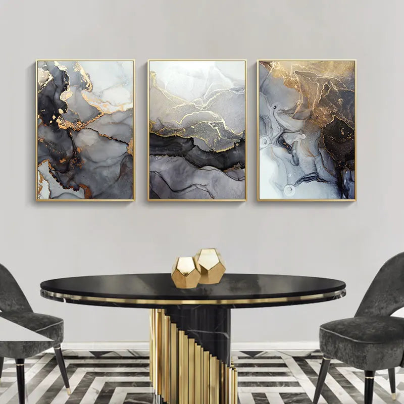 Abstrakte graue goldene marmorierte Wandkunst Fine Art Leinwanddrucke Poster Bilder für moderne Apartment Wohnzimmer Kunst Dekoration