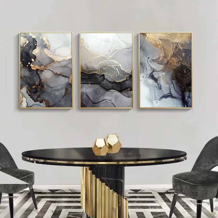 Abstrakte graue goldene marmorierte Wandkunst Fine Art Leinwanddrucke Poster Bilder für moderne Apartment Wohnzimmer Kunst Dekoration