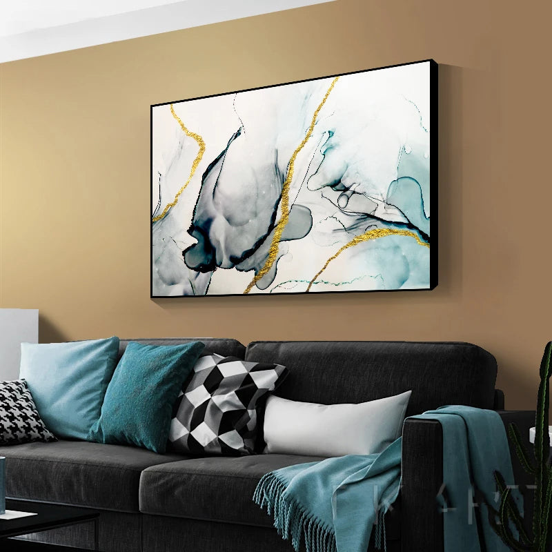 Jade Grün Grau Golden Marmor Druck Abstrakte Wandkunst Feine Kunst Leinwanddrucke Bilder Für Modernes Wohnzimmer Home Office Kunst Dekor