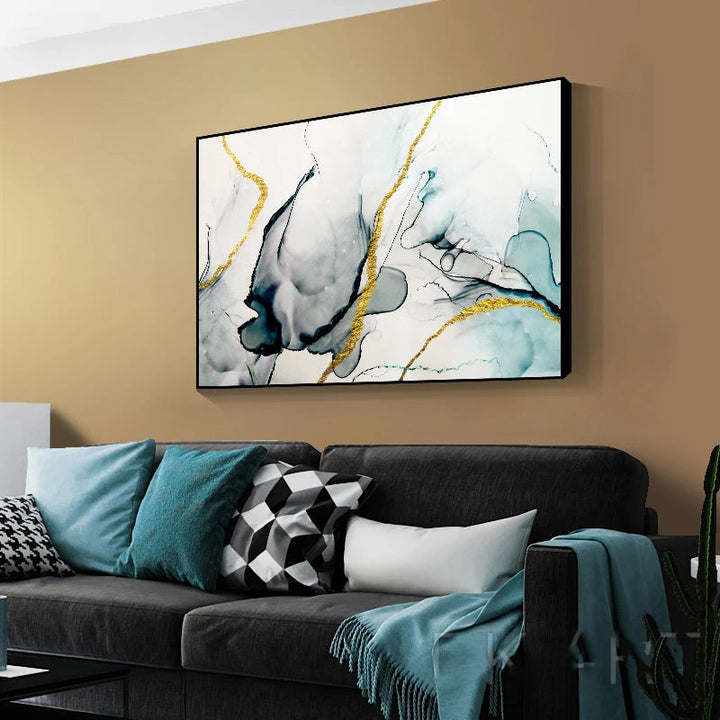 Jade Grün Grau Golden Marmor Druck Abstrakte Wandkunst Feine Kunst Leinwanddrucke Bilder Für Modernes Wohnzimmer Home Office Kunst Dekor
