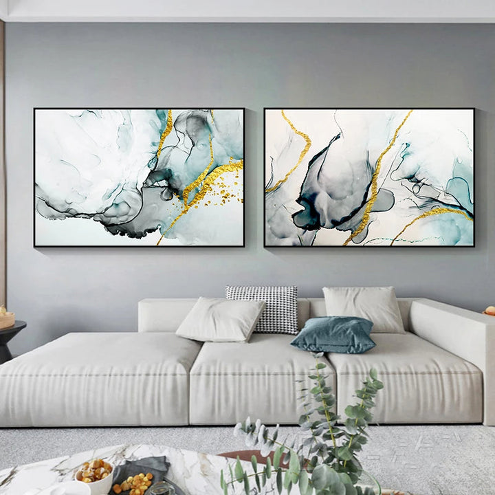 Jade Grün Grau Golden Marmor Druck Abstrakte Wandkunst Feine Kunst Leinwanddrucke Bilder Für Modernes Wohnzimmer Home Office Kunst Dekor