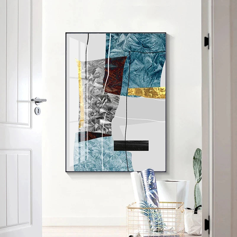Abstrakte Minimalistische Blaue Nordische Eis Geometrische Wandkunst Fine Art Leinwanddrucke Poster Bilder Für Moderne Wohnung Wohnzimmer Kunst Dekor | Karnz