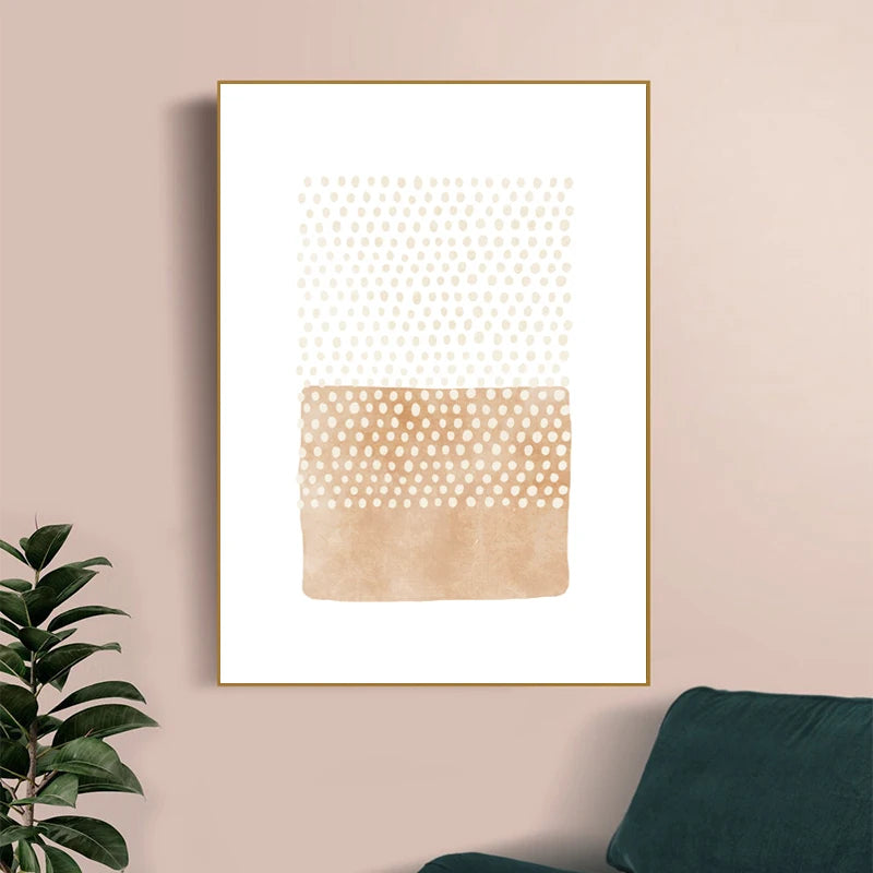 Abstrakte Minimalistische Skandinavische Punktkunst Wandkunst Feine Kunst Leinwanddrucke Schattierungen von Beige Schwarz Braun Neutrale Farbbilder für modernes Wohnzimmer Wohnkultur