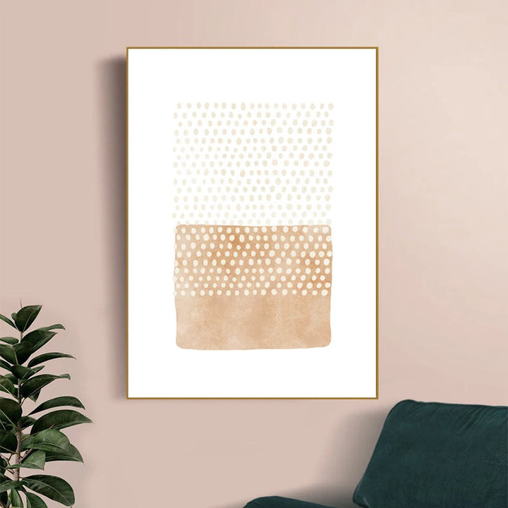 Abstrakte Minimalistische Skandinavische Punktkunst Wandkunst Feine Kunst Leinwanddrucke Schattierungen von Beige Schwarz Braun Neutrale Farbbilder für modernes Wohnzimmer Wohnkultur