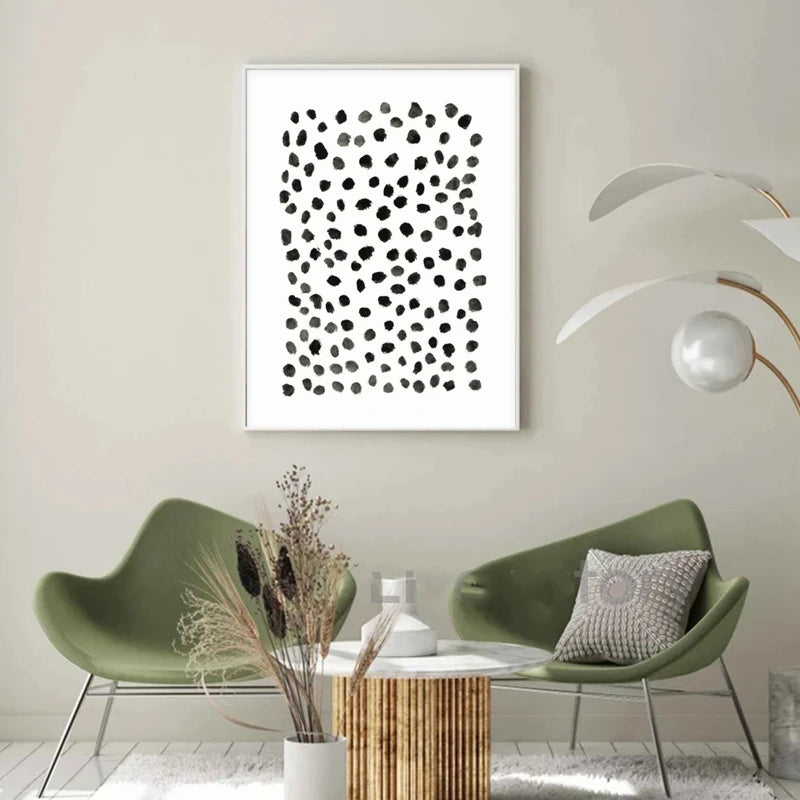 Abstrakte Minimalistische Skandinavische Punktkunst Wandkunst Feine Kunst Leinwanddrucke Schattierungen von Beige Schwarz Braun Neutrale Farbbilder für modernes Wohnzimmer Wohnkultur