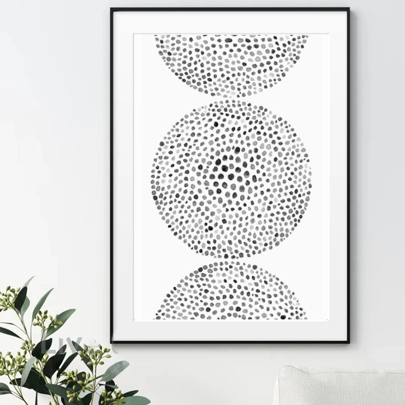 Abstrakte Minimalistische Skandinavische Punktkunst Wandkunst Feine Kunst Leinwanddrucke Schattierungen von Beige Schwarz Braun Neutrale Farbbilder für modernes Wohnzimmer Wohnkultur