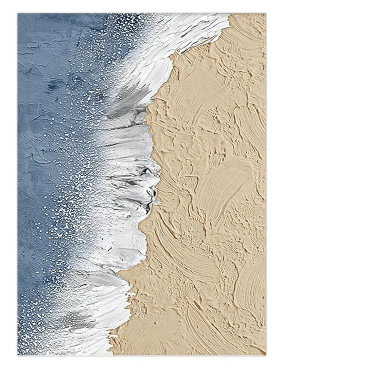Abstraktes Sandküstenlandschaft-Wandbild Feine Kunstleinwand Druck Texturierte Pinselstriche Design Ozeanwellen Bilder Für Wohnzimmer Eingangsflur Kunst Dekor