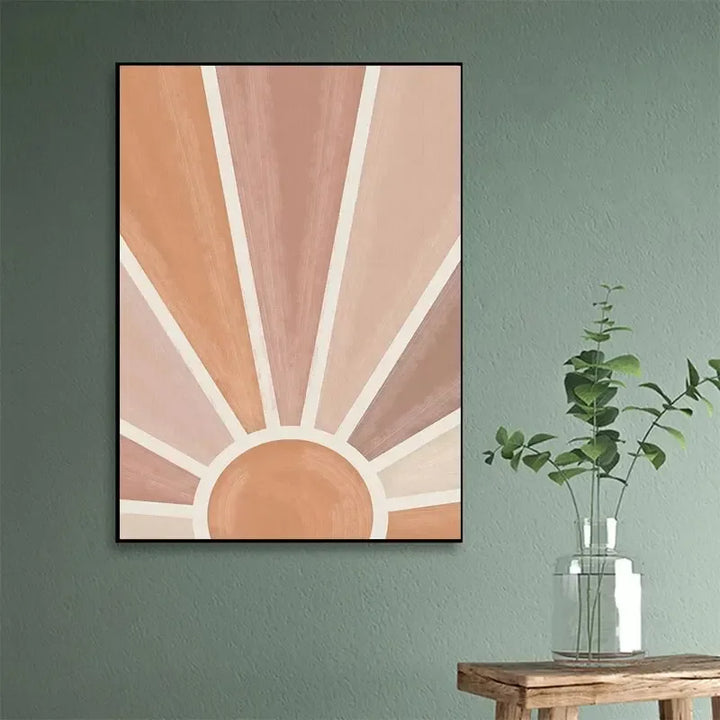 Abstrakte Terrakotta Sonnenstrahlen Mondphasen Wandkunst Fine Art Leinwanddrucke Poster Bilder für modernes Wohnzimmer Schlafzimmer Kunstdekoration