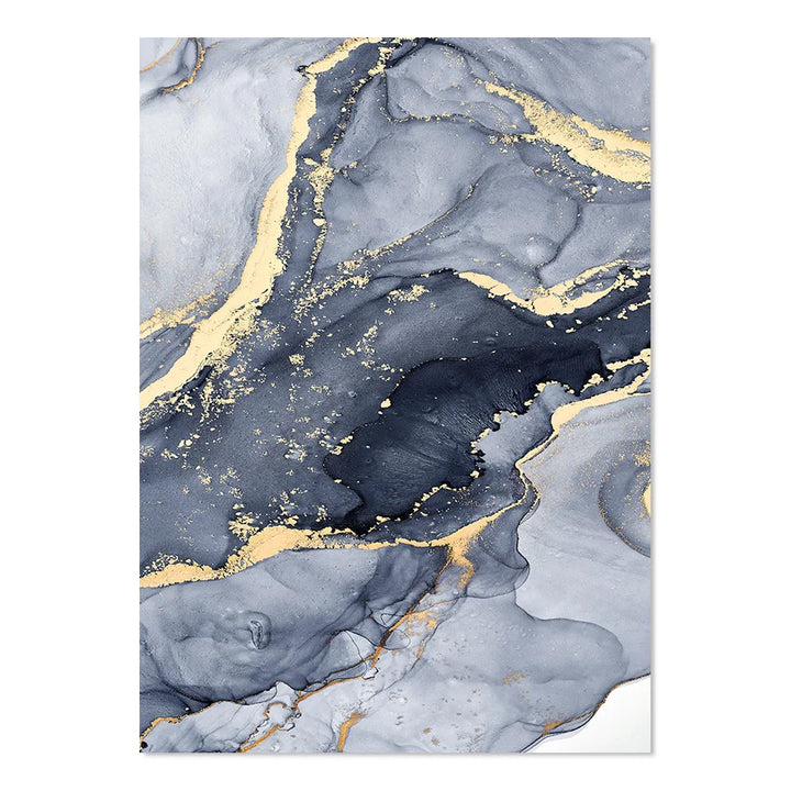 Schattierungen von Blau Abstrakte Flüssige Marmor Wandkunst Feine Kunst Leinwanddruck Mit Goldenen Akzenten Bilder Für Wohnzimmer Zeitgenössische Schlafzimmer Kunst Dekor | Karnz