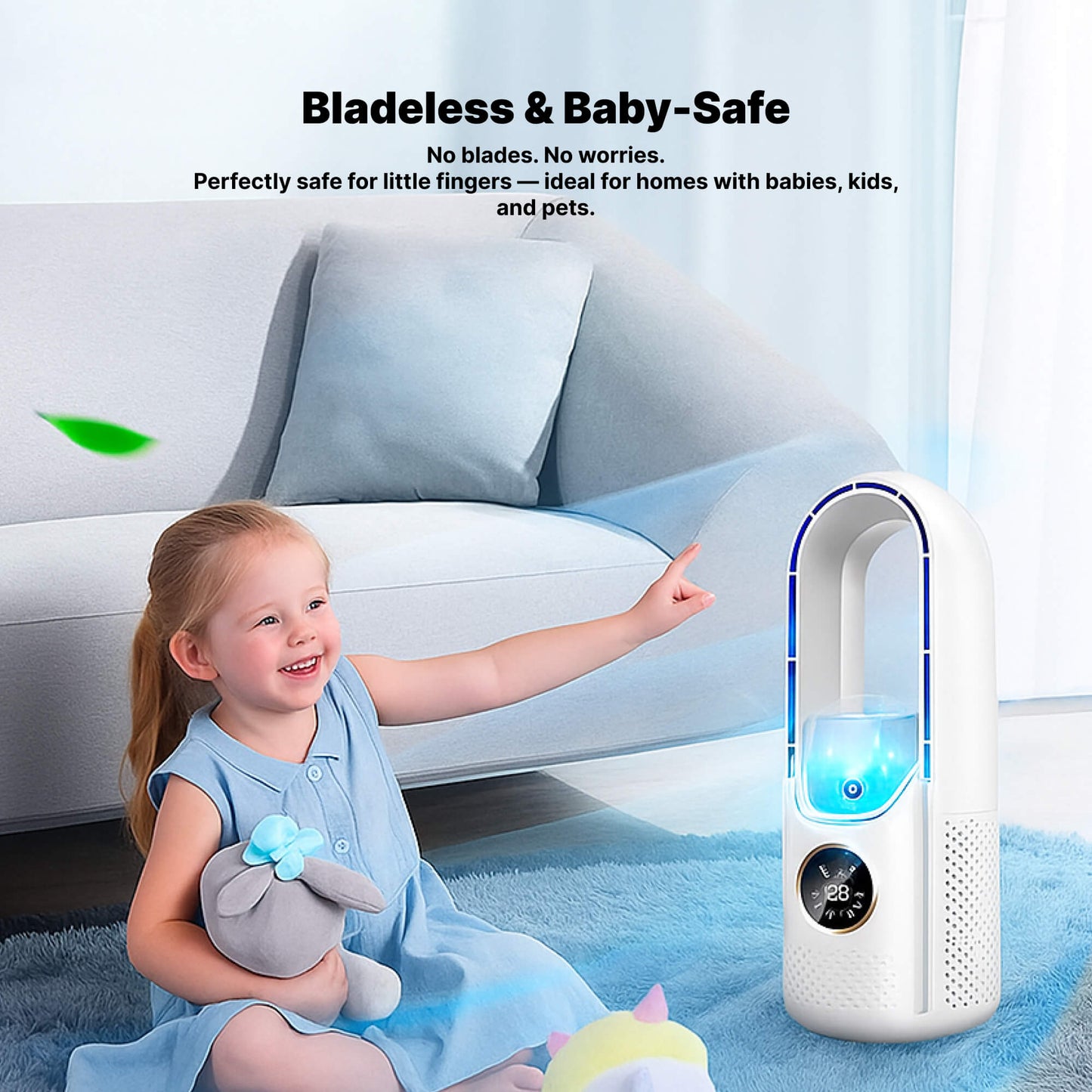 Blade-loser tragbarer Luftkühler | Ultra-leise, ergonomisches Design & ideal für den Einsatz zu Hause und im Büro | Karnz