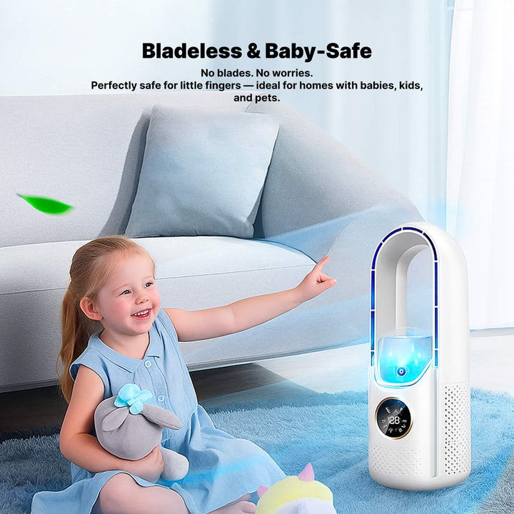 Blade-loser tragbarer Luftkühler | Ultra-leise, ergonomisches Design & ideal für den Einsatz zu Hause und im Büro | Karnz