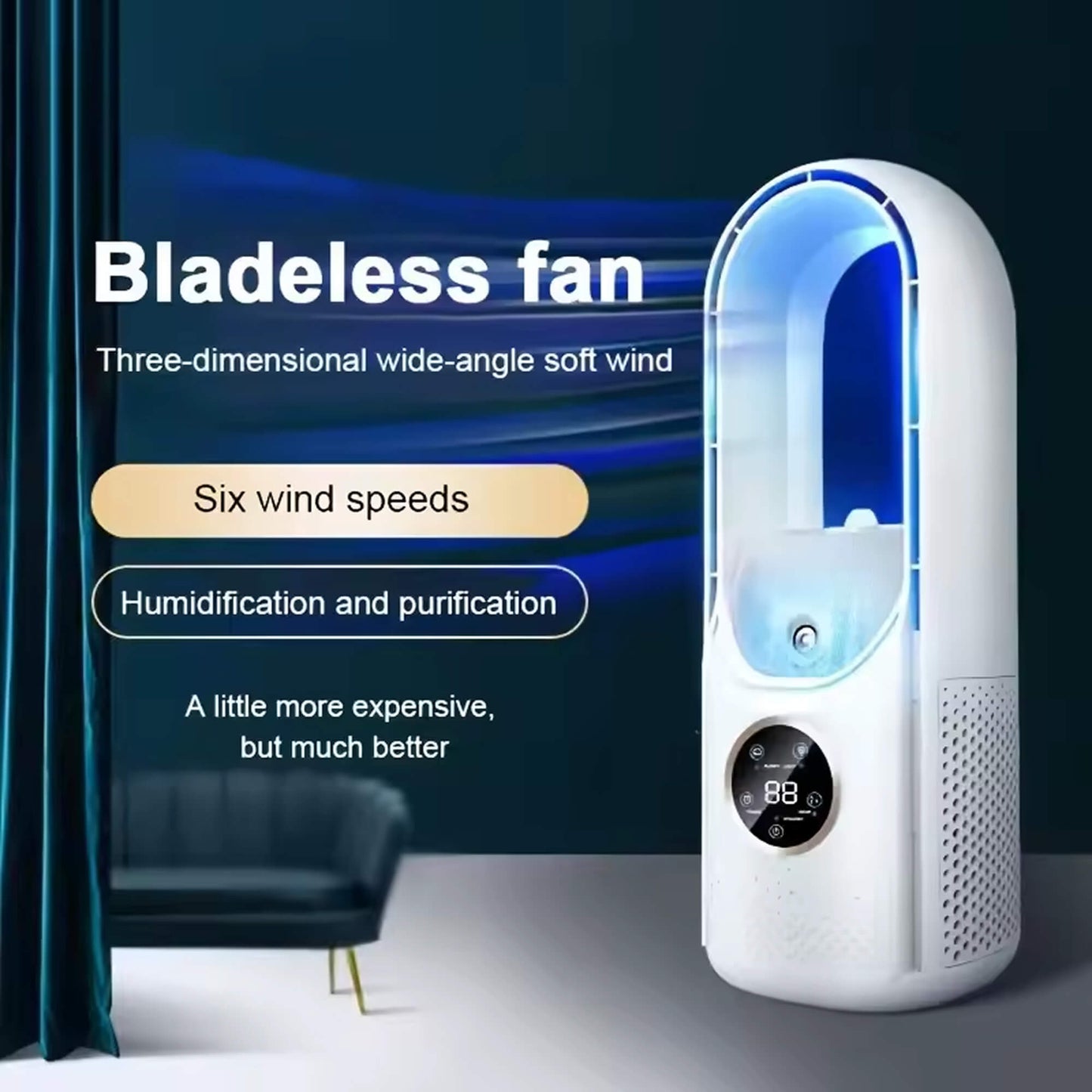 Blade-loser tragbarer Luftkühler | Ultra-leise, ergonomisches Design & ideal für den Einsatz zu Hause und im Büro | Karnz