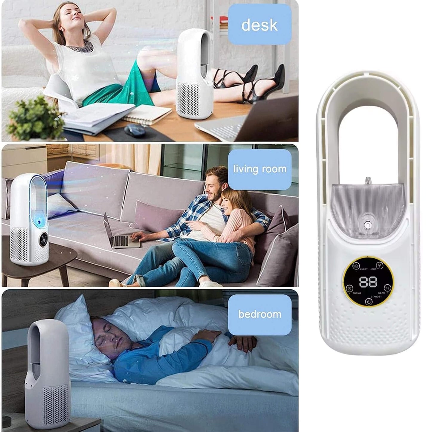 Blade-loser tragbarer Luftkühler | Ultra-leise, ergonomisches Design & ideal für den Einsatz zu Hause und im Büro | Karnz