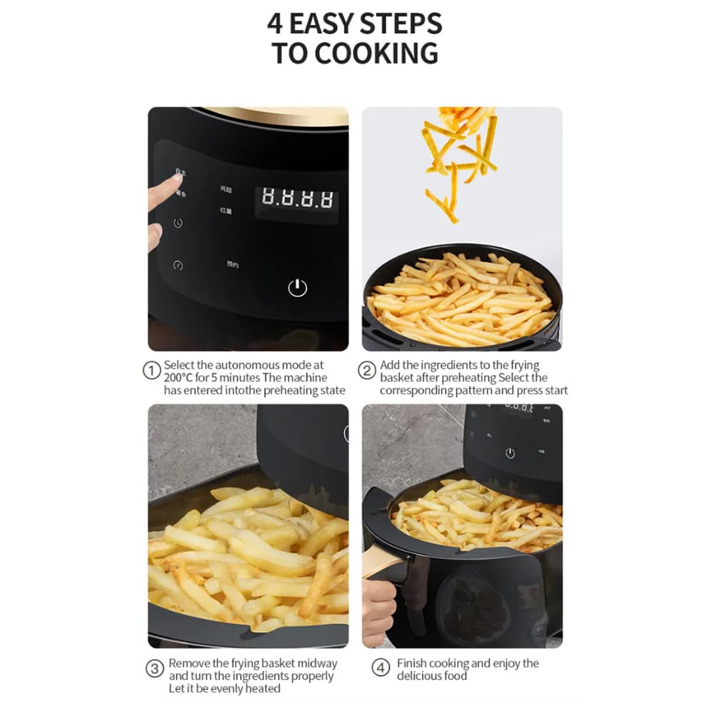Airfryer 3,5 Liter (fettarm: Grillen, Backen, Frittieren und Frittieren) | Karnz
