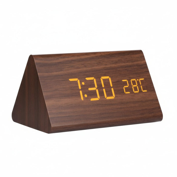 LED-Wecker Holzoptik mit 3 Alarmen & Temperatur | Karnz
