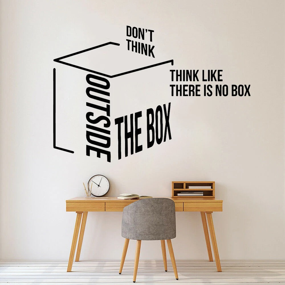 Alternative Denke außerhalb der Box Wandtattoo Motivationszitat für Büro Idee Wandaufkleber abnehmbares Wandbild für inspirierendes kreatives Denken | Karnz