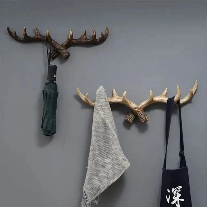 Vintage-Wandhaken aus Geweih, rustikale Garderobe