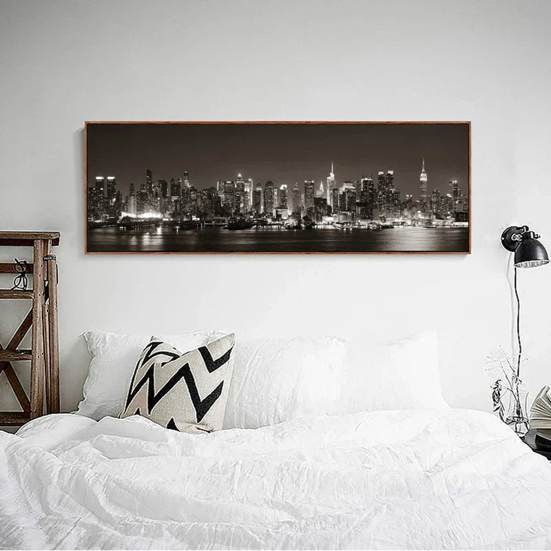 American Nights Stadtlandschaft Wandkunst Fine Art Leinwanddrucke Stadtlichter Poster Breites Format Landschaftsbild Für Über Das Sofa Kunst Für Über Das Bett