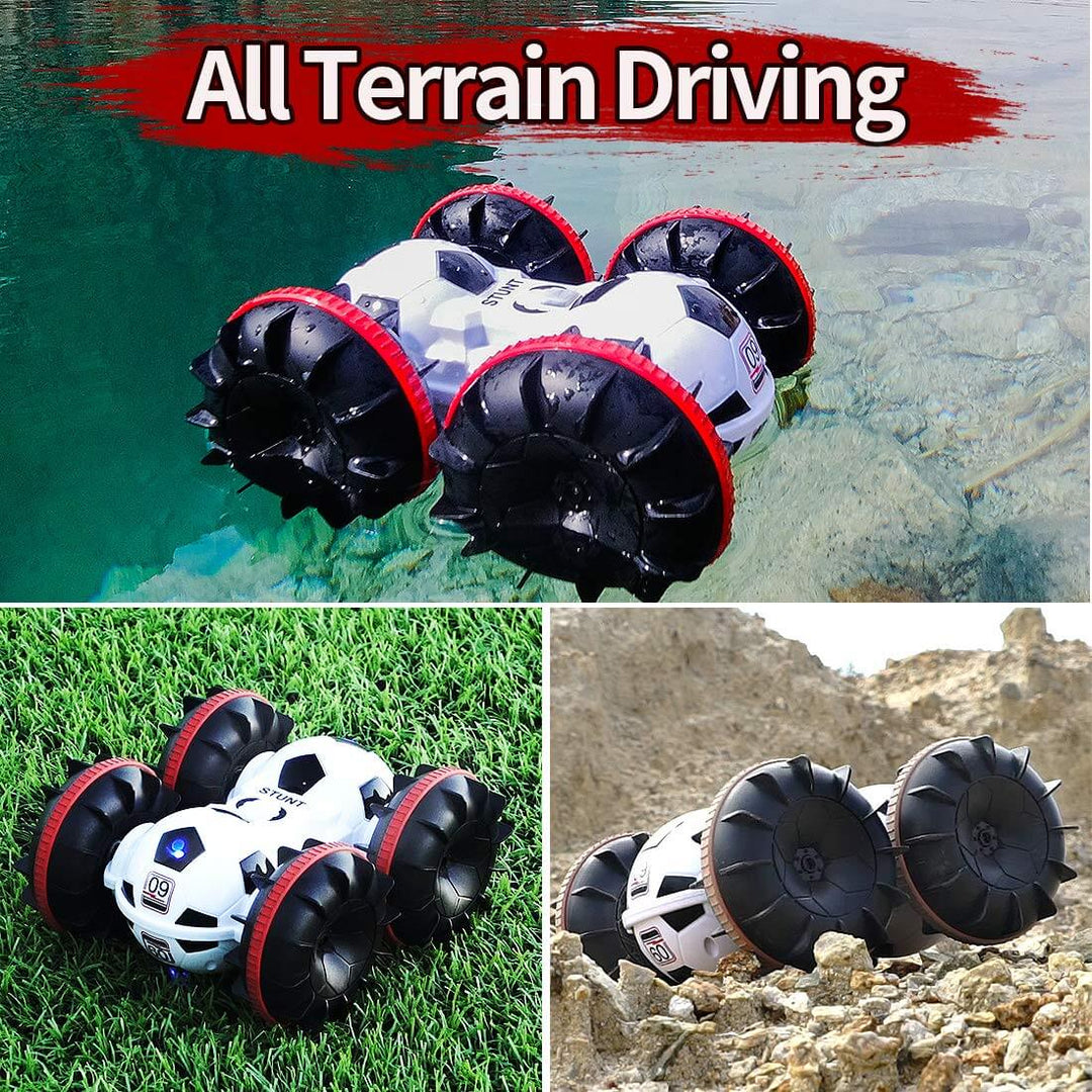 Amphibienauto mit Fernsteuerung, Geländefußball, ferngesteuertes Boot, Poolspielzeug, Geschenk für Jungen und Mädchen