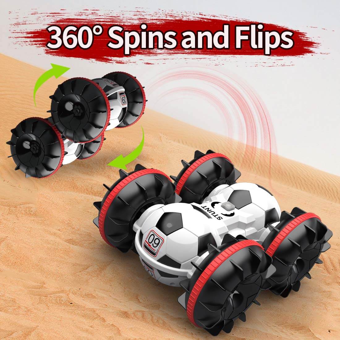 Amphibienauto mit Fernsteuerung, Geländefußball, ferngesteuertes Boot, Poolspielzeug, Geschenk für Jungen und Mädchen