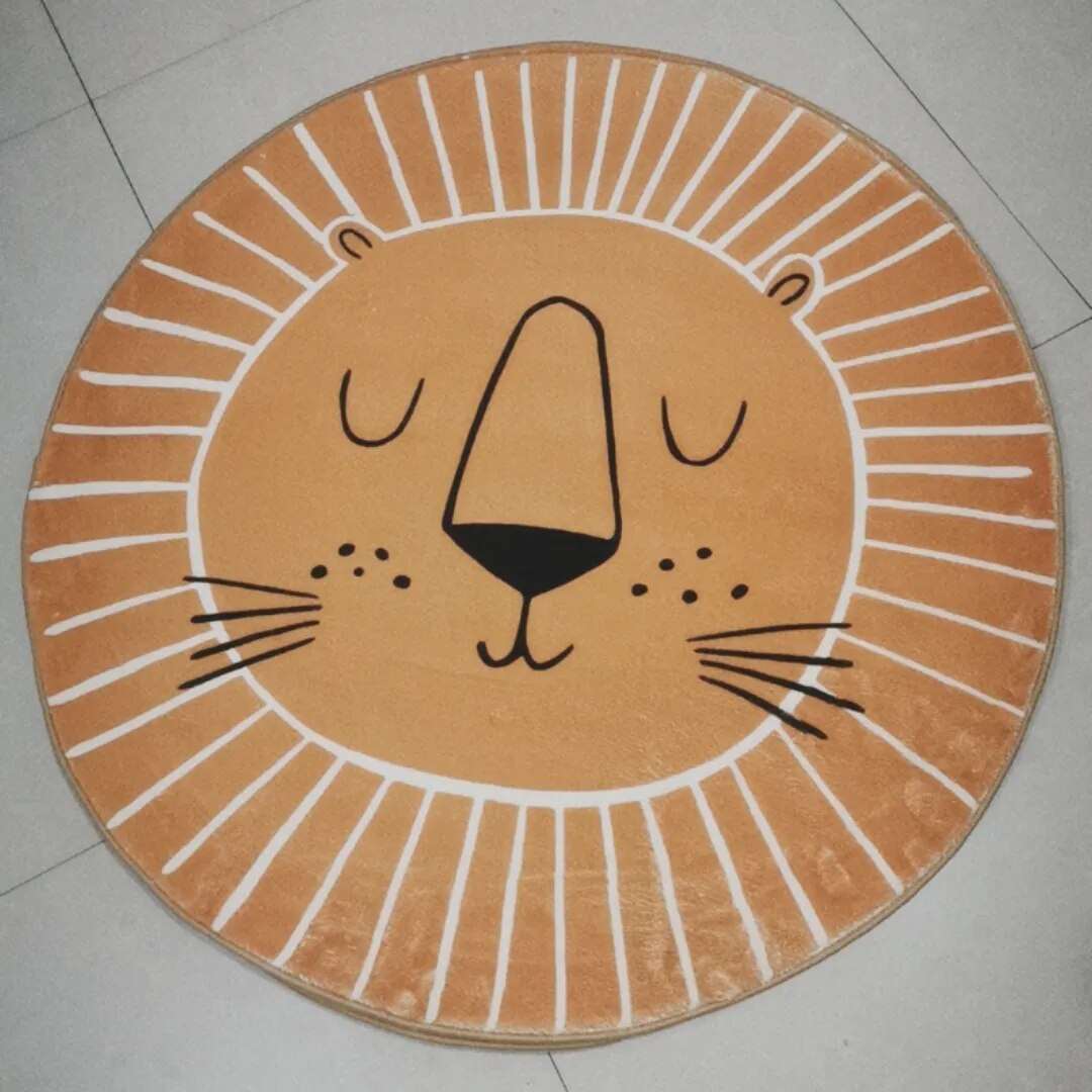 Karnz | Runder Löwen Teppich für Kinder Weicher Polyester Teppich 80cm 100cm 120cm