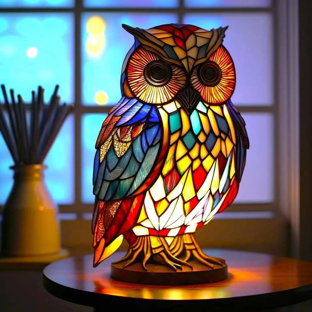 Tierlampe aus Buntglas – Heimdekoration