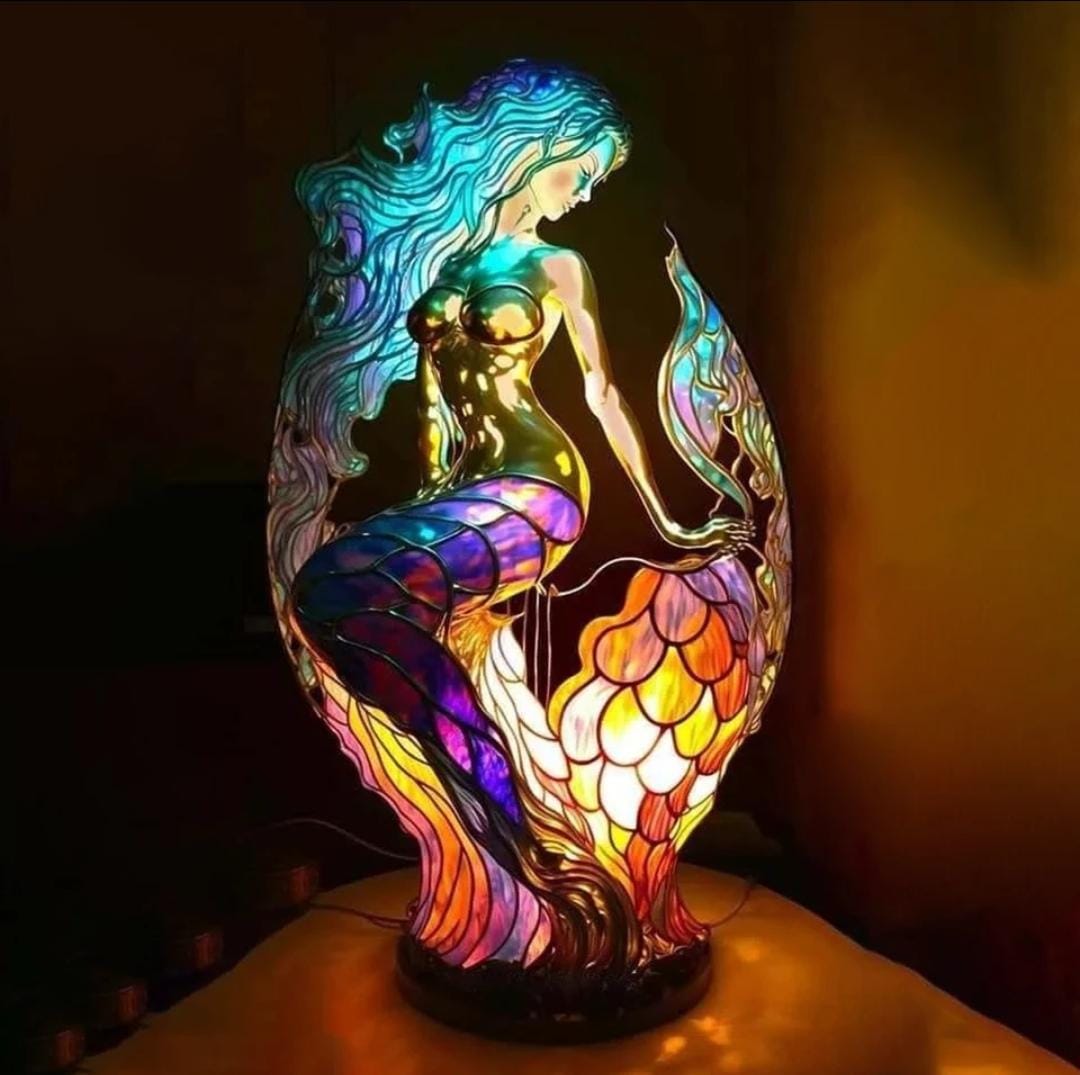 Tierlampe aus Buntglas – Heimdekoration