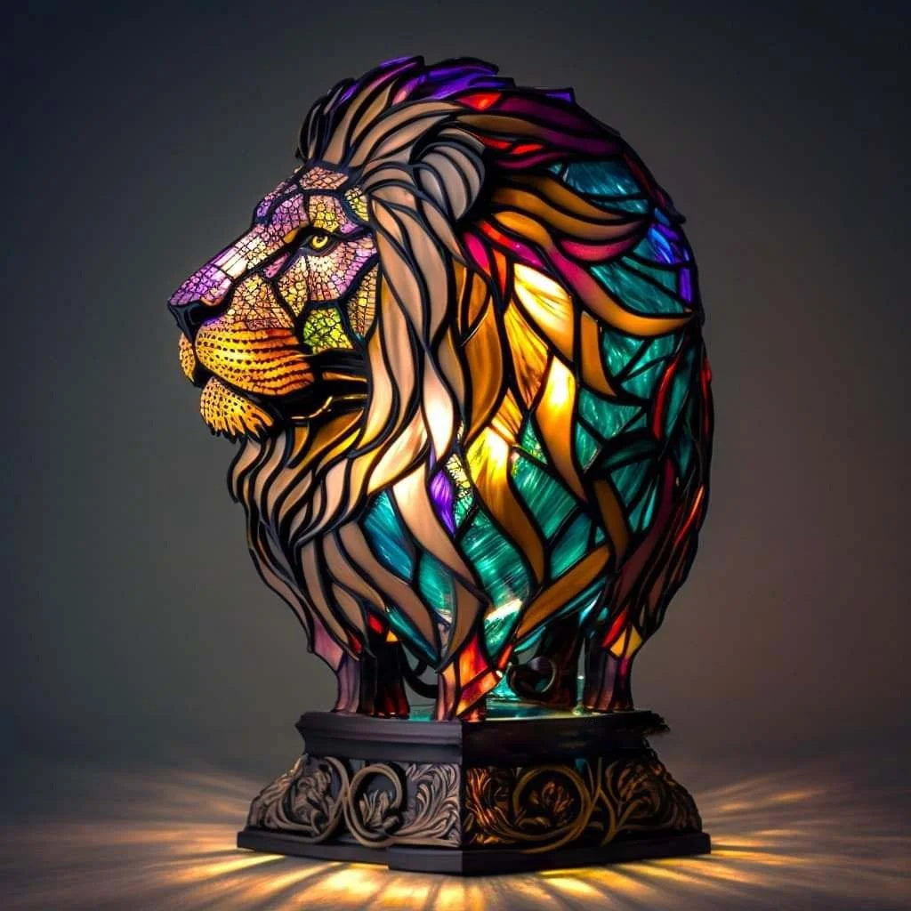 Tierlampe aus Buntglas – Heimdekoration