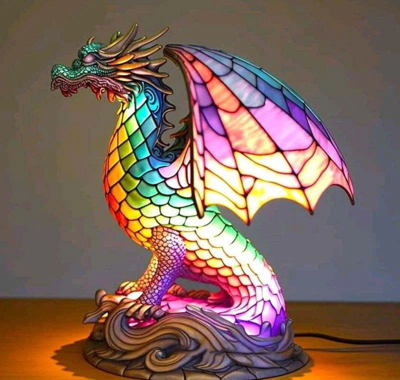 Tierlampe aus Buntglas – Heimdekoration