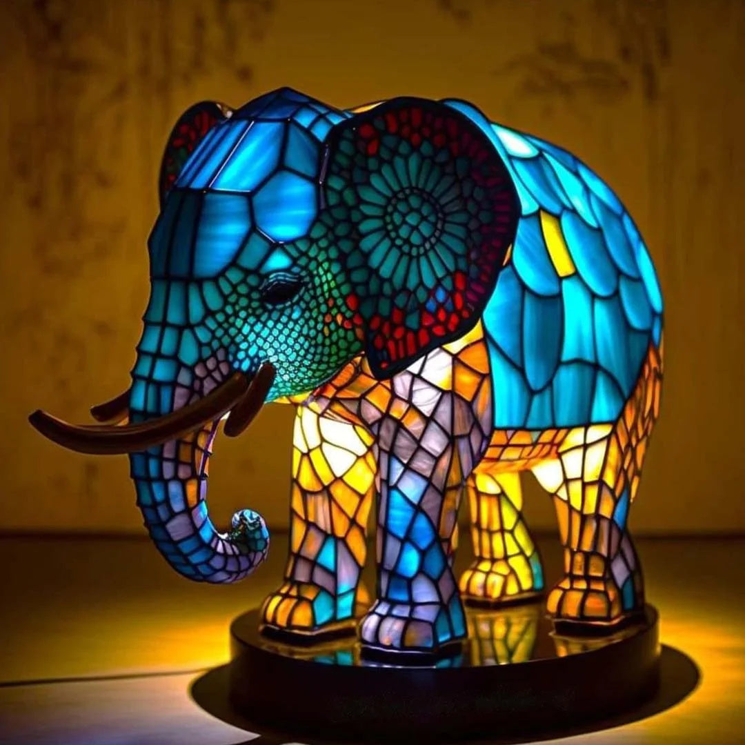 Tierlampe aus Buntglas – Heimdekoration