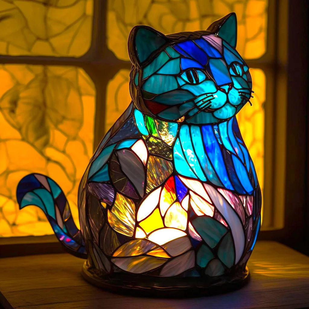 Tierlampe aus Buntglas – Heimdekoration