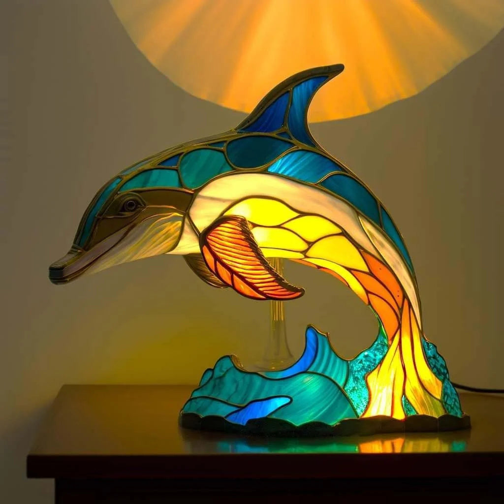 Tierlampe aus Buntglas – Heimdekoration